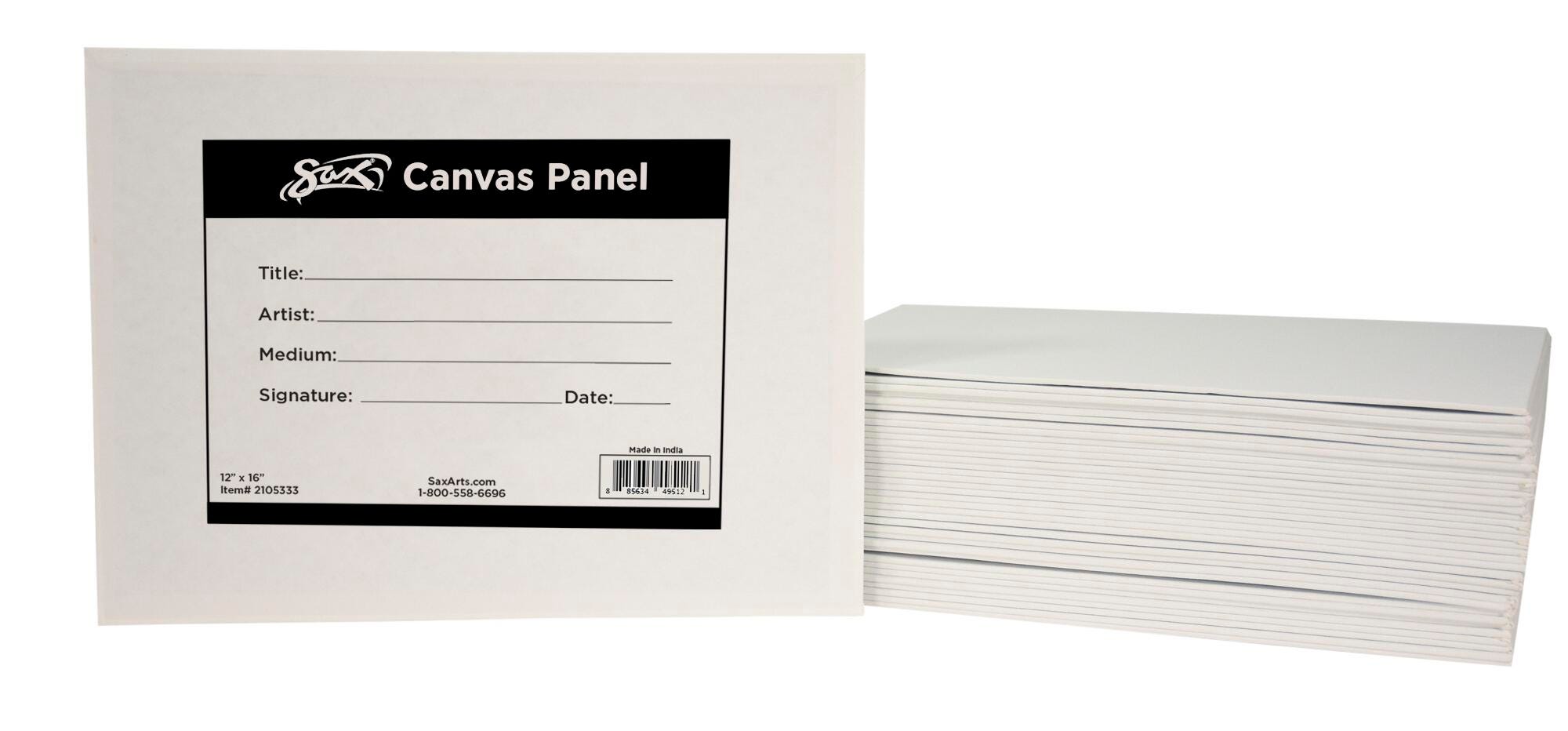 Sax Genuine Canvas Panels, 12 x 16 Inches, White, Pack of 36 2105333